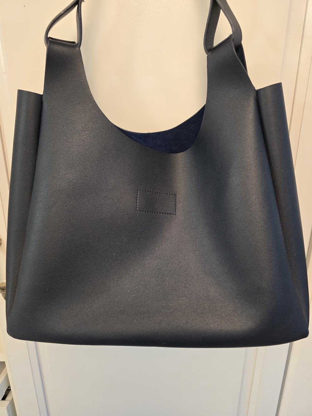 Classic Large Navy Leather Tote Bag